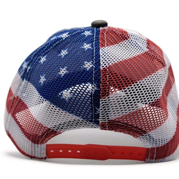 Ford Gray Camo American Flag Trucker Mesh Cap Built Ford Tough Snapback - Picture 4 of 9